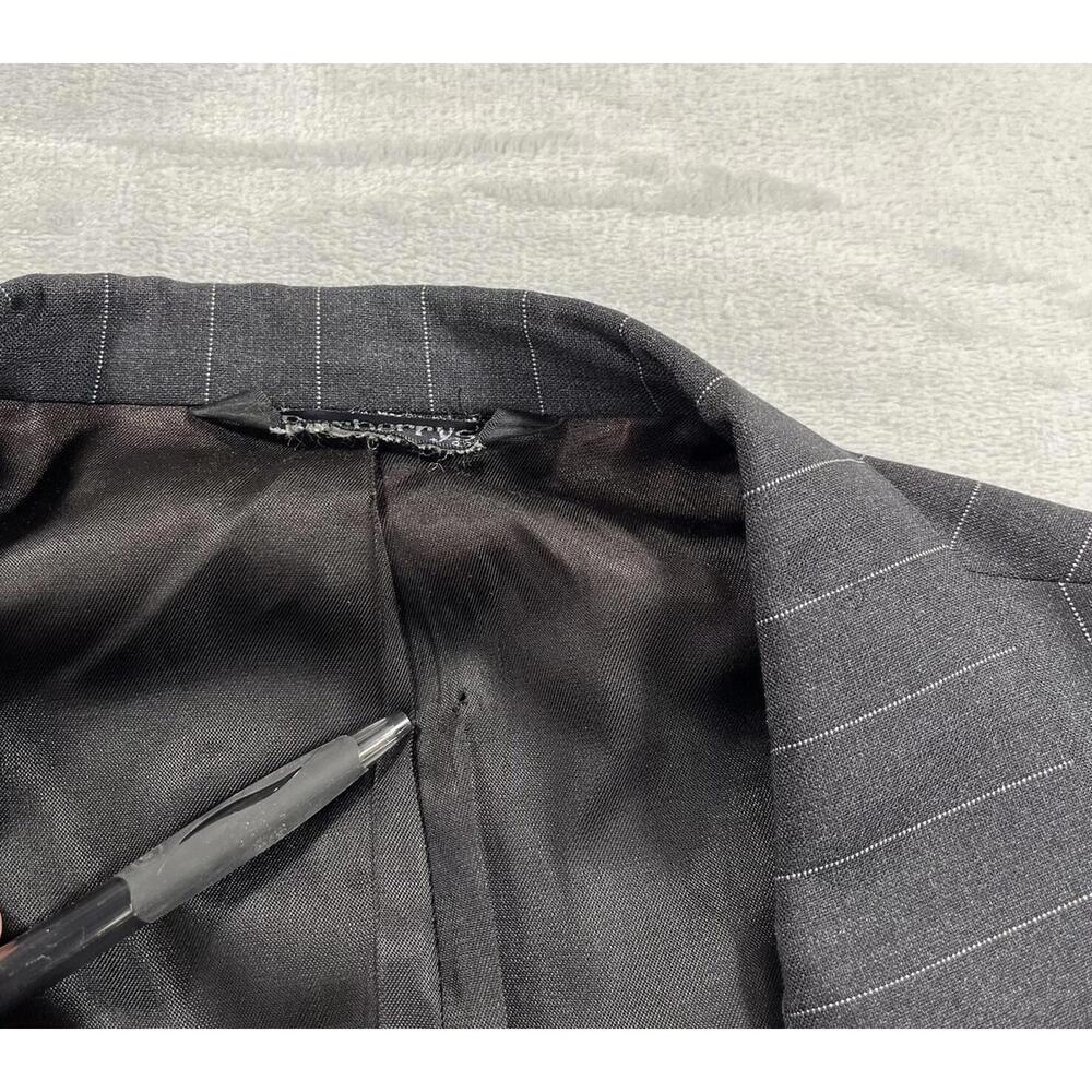 Vtg Burberrys Suit Jacket Men's 42 Regular Black Stripe Pure Wool 2 Button - Picture 8 of 14